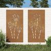 vidaXL Adorno pared jard&iacute;n 2 uds acero corten dise&ntilde;o flores 105x55 cm