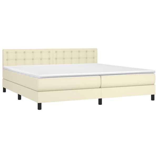 vidaXL Cama box spring con colch&oacute;n cuero sint&eacute;tico crema 200x200 cm