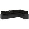 vidaXL Set de comedor de jard&iacute;n 7 pzas y cojines rat&aacute;n sint&eacute;tico negro