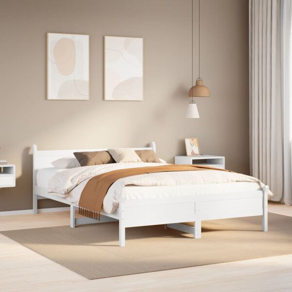 vidaXL Estructura de cama sin colch&oacute;n madera de pino blanca 140x200 cm