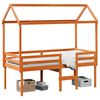 vidaXL Cama alta con techo madera maciza de pino marr&oacute;n cera 90x190 cm