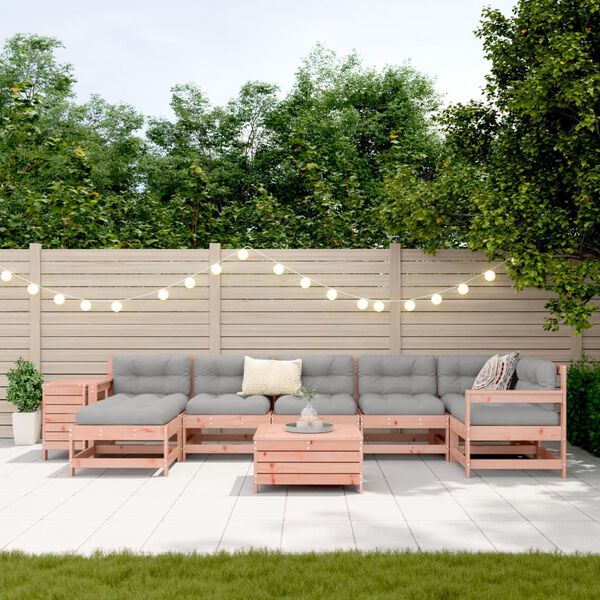 vidaXL Juego de sof&aacute;s de jard&iacute;n 9 pzas madera maciza de abeto Douglas