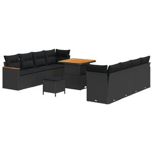 vidaXL Conjunto de sof&aacute;s de jard&iacute;n 12 uds. 10-N&uacute;mero de plazas Negro