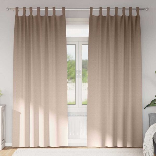 vidaXL Cortinas Opacas con Anillas 2 pcs Taup&eacute; 260 x 140 cm Poli&eacute;ster