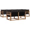 vidaXL Conjunto de sof&aacute;s de exterior con coj&iacute;n 7 pcs Natural y negro