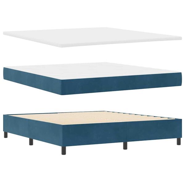 vidaXL Cama tipo Box Spring con coj&iacute;n Azul 180 x 200 cm Terciopelo