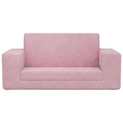 vidaXL Sofá cama para niños de 2 plazas felpa suave rosa