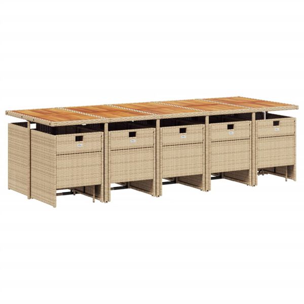 vidaXL Set comedor de jard&iacute;n con cojines 15 pzas rat&aacute;n sint&eacute;tico beige