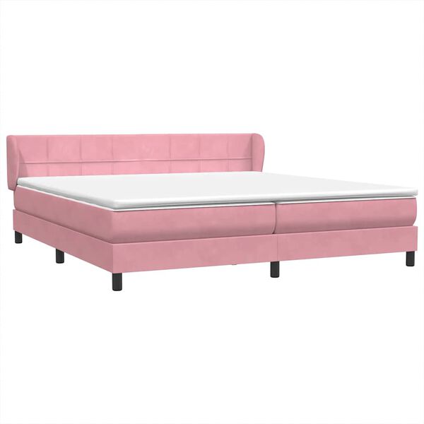 vidaXL Cama box spring con colchones terciopelo rosa 200x210 cm