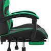 vidaXL Silla gaming con reposapiés cuero sintético negro verde