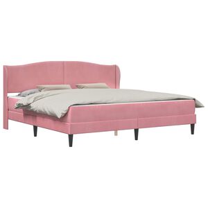 vidaXL Estructura de cama con cabecera Rosa 200 x 200 cm Terciopelo
