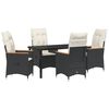vidaXL Conjunto de Comedor de Jard&iacute;n 5 uds. Negro rat&aacute;n sint&eacute;tico