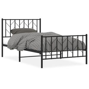 vidaXL Estructura cama sin colch&oacute;n con estribo metal negro 100x190 cm