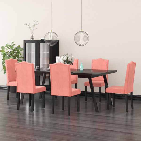 vidaXL Sillas de comedor 6 unidades de terciopelo rosa