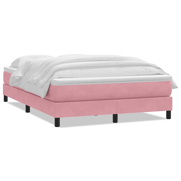 vidaXL Cama box spring con colch&oacute;n terciopelo rosa 140x220 cm
