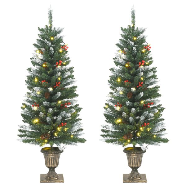 vidaXL &Aacute;rboles Navidad artificiales 2 uds 100 LED verde blanco 120 cm