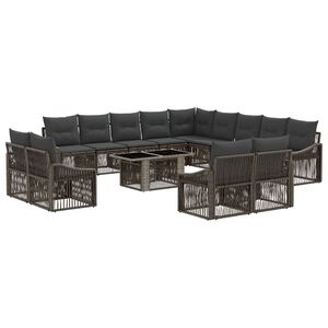 vidaXL Conjunto de sof&aacute;s de jard&iacute;n 14 uds. Gris y Gris Oscuro