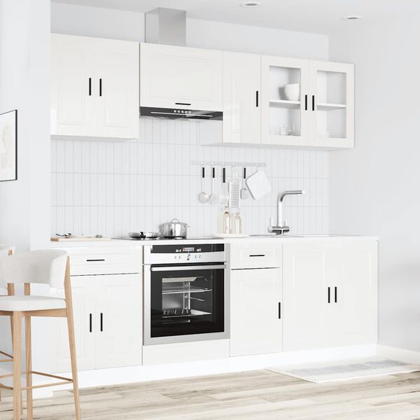 vidaXL Mueble cocina Kalmar blanco de alto brillo 8 pzas