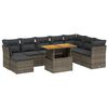 vidaXL Set de muebles de jard&iacute;n 9 pzas y cojines rat&aacute;n sint&eacute;tico gris