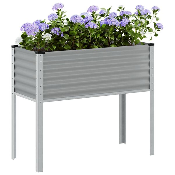 vidaXL Jardinera de acero gris 100x45x90 cm