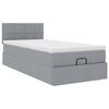 vidaXL Estructura de cama otomana con colch&oacute;n tela gris claro 90x190cm