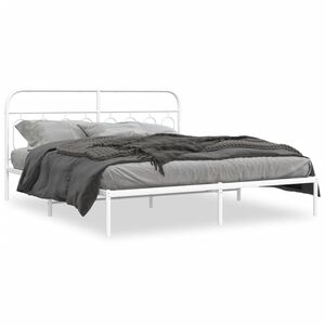 vidaXL Estructura cama sin colch&oacute;n con cabecero metal blanco 160x200cm
