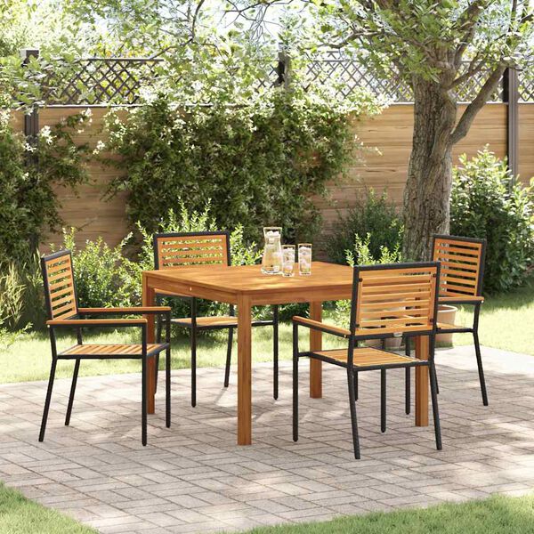 vidaXL Conjunto de Comedor de Jardín 5 pcs Negro Poliratán