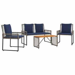 vidaXL Juego de muebles de exterior con coj&iacute;n acero