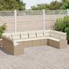 vidaXL Conjunto de sof&aacute;s de jard&iacute;n 10 pcs Beige y rat&aacute;n sint&eacute;tico