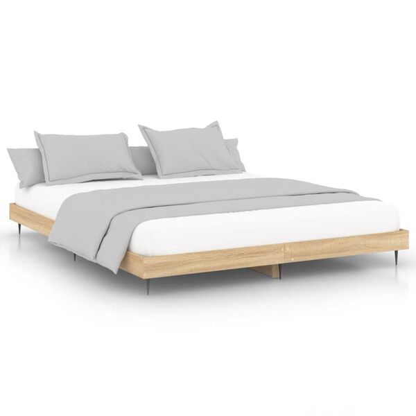 vidaXL Estructura de cama sin colch&oacute;n madera roble Sonoma 120x200 cm