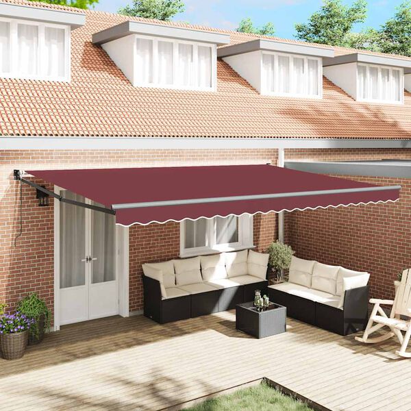 vidaXL Toldo retr&aacute;ctil autom&aacute;tico burdeos 500x300 cm