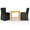 vidaXL Juego de comedor de jard&iacute;n 3 piezas negro