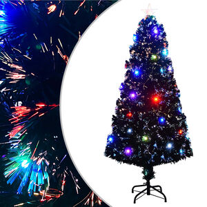vidaXL &Aacute;rbol de Navidad preiluminado con soporte y LED fibra &oacute;ptica 150 cm