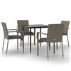 vidaXL Set comedor jard&iacute;n 5 pzas y cojines rat&aacute;n sint&eacute;tico negro gris