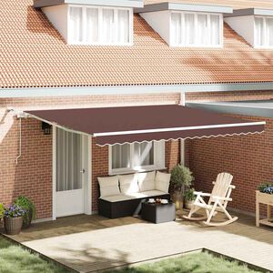vidaXL Toldo retr&aacute;ctil autom&aacute;tico con luces LED marr&oacute;n 450x300 cm