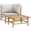 vidaXL Set de muebles de jard&iacute;n 2 piezas bamb&uacute; y cojines gris claro