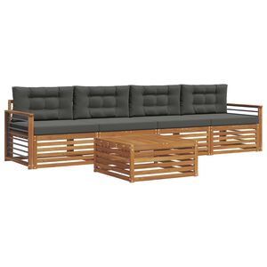 vidaXL Conjunto de sof&aacute;s de exterior 5 pcs Natural y Antracita