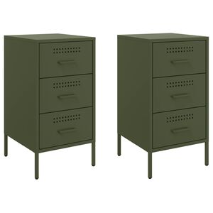 vidaXL Mesitas de noche 2 unidades acero verde oliva 36x39x68 cm