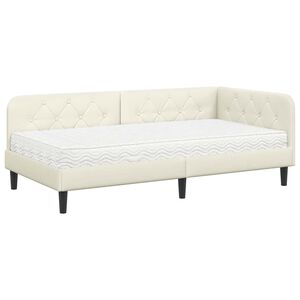 vidaXL Estructura de cama en esquina Crema 90 x 190 cm Terciopelo