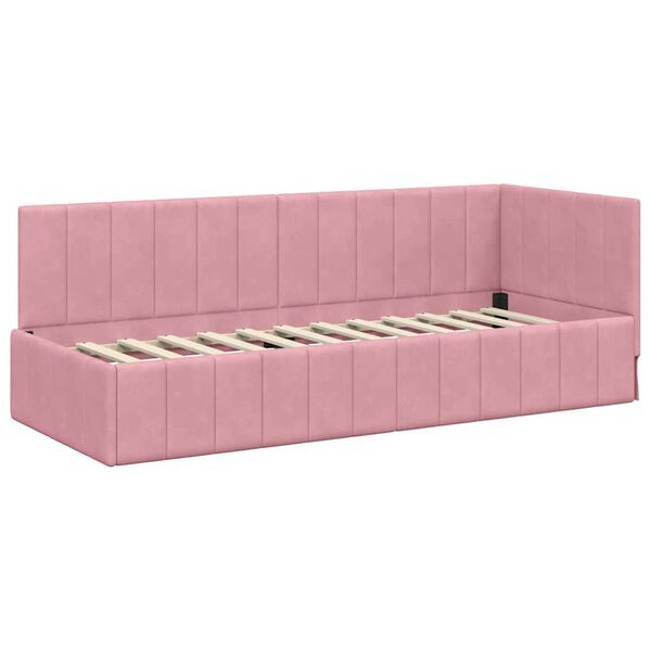 vidaXL Estructura de cama en esquina Rosa 80 cm x 200 cm Terciopelo