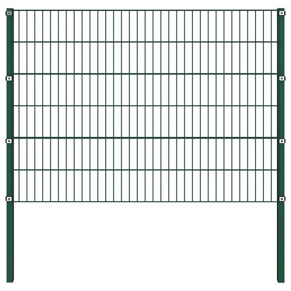 vidaXL Panel de valla con postes de hierro 694,5x120 cm verde