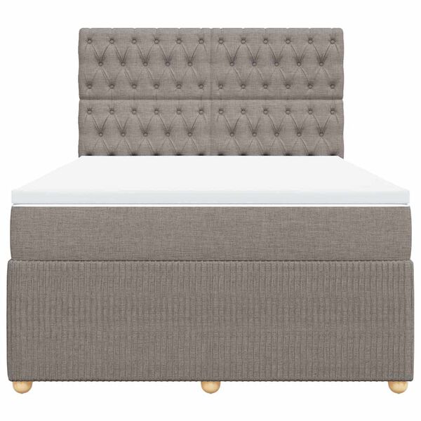 vidaXL Cama box spring con colch&oacute;n tela gris taupe 140x200 cm