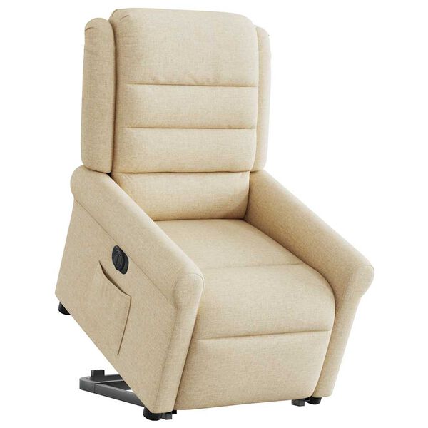 vidaXL Sill&oacute;n el&eacute;ctrico reclinable elevable de tela color crema