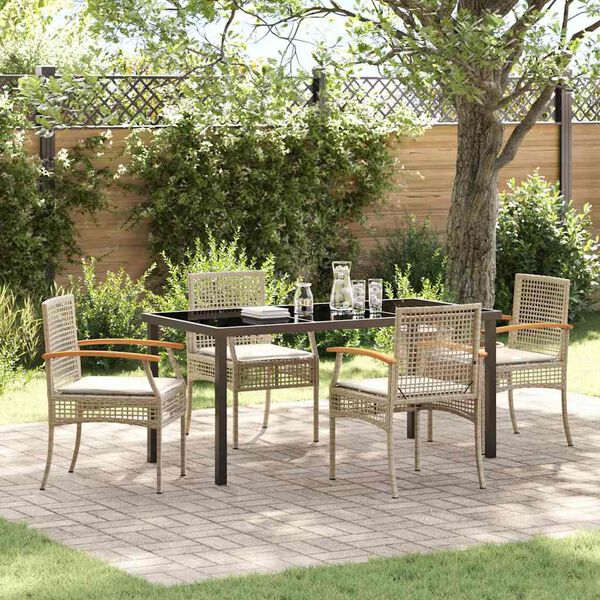 vidaXL Conjunto de Comedor de Jard&iacute;n 5 pcs Beige rat&aacute;n sint&eacute;tico