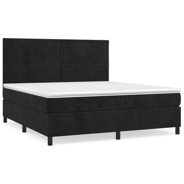 vidaXL Cama box spring con colch&oacute;n terciopelo negro 160x200 cm
