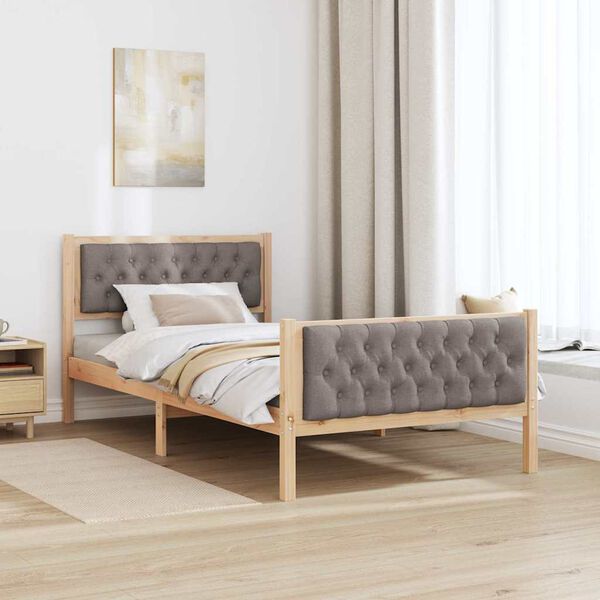 vidaXL Estructura de cama Taup&eacute; 100 x 200 cm Madera de pino macizo