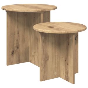 vidaXL Conjunto de mesas auxiliares 2 uds. Roble artisan &Oslash; 45 x 45 cm