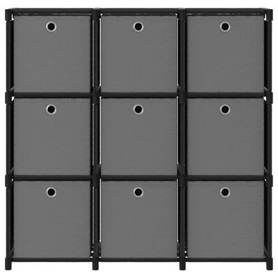 vidaXL Estantería de 9 cubos con cajas de tela negro 103x30x107,5 cm