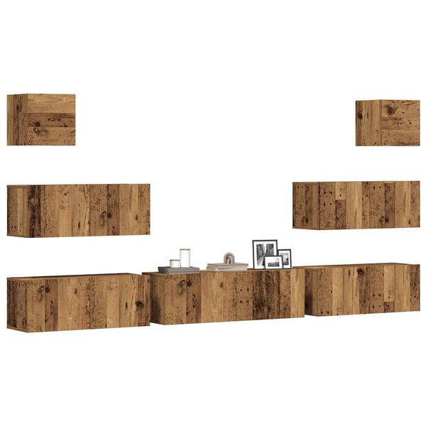 vidaXL Conjunto de mueble de TV 7 piezas montado la pared madera vieja
