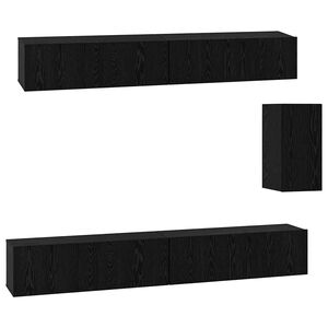 vidaXL Mueble de TV de Pared 3 pcs Roble Negro Madera de ingeniería